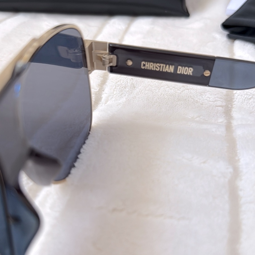 MSRP $610 Christian Dior Aviator Sunglasses Translucent Blue Gold Metal Frame - Picture 11 of 16